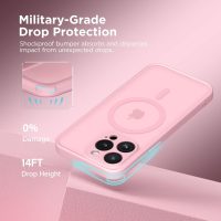 CAPRARO Magnetic for iPhone 15 Pro Max Case, [Compatible with MagSafe] [Full Camera Protection] Shockproof Protective Slim Translucent Matte Phone Case for iPhone 15 Pro Max 6.7'', Peach Pink - Image 5