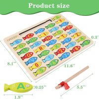 Magnetic Wooden Fishing Game Toy for Toddlers, Alphabet Fish Catching Counting Games Puzzle with Numbers and Letters, Preschool Learning ABC Math Educational Toys 3 4 5 Years Old Girl Boy Kids - Image 4