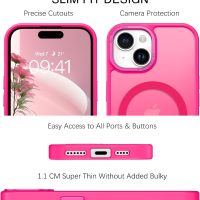 BENTOBEN Magnetic for iPhone 15 Plus Case, iPhone15Plus Phone Case Compatible with MagSafe, Translucent Matte Protective Cover Shockproof Women Girl Cute Case for iPhone 15Plus 6.7", Hot Pink - Image 2