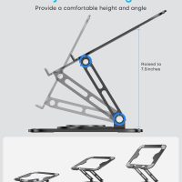 Adjustable Laptop Stand, Computer Stand with 360 Rotating Base, Ergonomic Laptop Riser Mount for Desk Foldable Protable Computer Desk Fits with MacBook Pro Air (10-16") - Black - Image 4