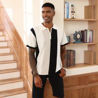 Men's Fashion Polo Shirts Vintage Striped Knitting Shirts Casual Slim Fit Golf Shirts - Image 4