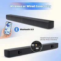 Sound Bar, Bass Speakers for Smart TV with Dual Subwoofer 3D Surround Sound System, 32 Inch 2.2CH Home Theater Audio Soundbar, HDMI ARC Connection, 2 in 1 Detachable & Wall Mountable - Image 6