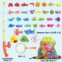CozyBomB™ Magnetic Fishing Toys Game Set for Kids | Water Table Bathtub Kiddie Pool Party & Pole Rod Net, Plastic Floating Fish Toddler Color Ocean Sea Animals Birthday Age 3 4 5 6 Year - Image 2