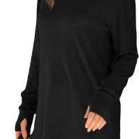 XIEERDUO Womens Tunic Tops to Wear with Leggings Long Sleeve Thumb Hole Shirts Crew Neck Curved Hem - Image 3