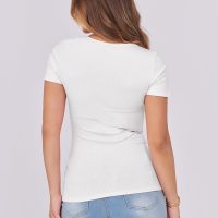 ANRABESS Women Short Sleeve Tops Scoop Neck Ribbed Knit Slim Fitted Basic Tee Shirts Casual Summer Clothes 2025 Fall Outfits - Image 6