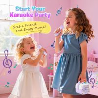 Mini Karaoke Machine for Kids Girls: Unicorn Portable Bluetooth Speakers with 2 Wireless Mic Toys for Girls Age 4-6 7 8 9 Years Old Girl Gifts Birthday Gifts for 5 6 7 8 9 10 11 Years Teens Purple - Image 8