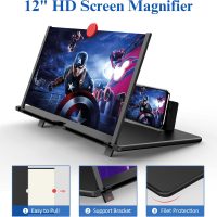 12" Screen Magnifier,3D HD Mobile Phone Magnifier Projector Screen Enlarger for Movies, Videos, and Gaming,Foldable Cell Phone Stand with Screen Amplifier,Supports All Smartphones (Black, 12inch) - Image 2