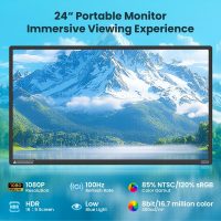 Hyangin 2025 Upgraded 24 Inch Large Portable Monitor for Laptop,1080P FHD 100Hz Portable Screen,120% sRGB IPS Portable Second Monitor with Adjustable Stand for Laptop, MacBook, Phones - Image 3