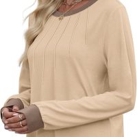 XIEERDUO Womens Long Sleeve Tops Color Block Casual Crewneck Tops Tshirt Basic Tee Fall Fashion Clothes Trendy Outfits - Image 4