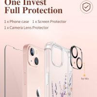 GVIEWIN Designed for iPhone 13 Case 6.1 Inch, with Tempered Glass Screen Protector + Camera Lens Protector Clear Flower Soft & Flexible Shockproof Floral Women Phone Cover (Floratopia/Colorful) - Image 7