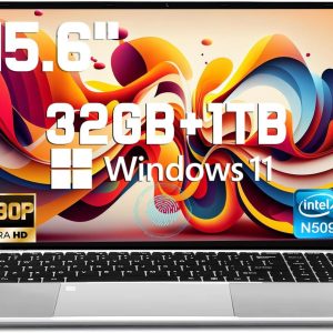 2025 Latest 15.6'' Laptop Windows 11, 1TB SSD 32GB Dual-Channel RAM, Quad-Core Processor(Max 2.9GHz), 1080P FHD Display, Backlit Keyboard, Fingerprint, Webcam, Mini-HDMI, WiFi5, BT5, TF Card Slot