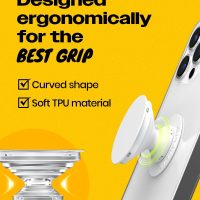 OnTheGrip Cute Transparent Daisy Flower Shape Design Mobile Phone Grip Multi Functional Collapsible Stand Holder for Smartphone Tablet Cell Phone Accessory (White) - Image 4