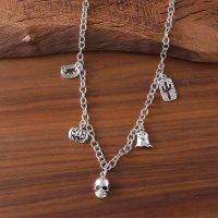 Silver Plated Skull Earrings for Women - Chain Design Silver Plated Skull Earrings, Personalized Hypoallergenic Non Tarnish Earrings, Christmas Birthday Gifts Trendy Jewelry - Image 2