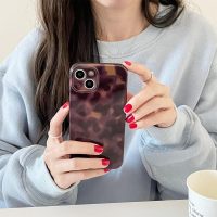 Cute Phone Case for iPhone 15 Case Amber Leopard Full Camera Protective Slim Shockproof Aesthetic-Brown Amber - Image 3