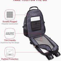 SwissGear 1900 Scansmart TSA 17 Laptop Backpack, Grey/Black, 19-Inch - Image 2