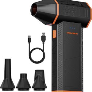 WOLFBOX MF50 Electric Air Duster-110000RPM Super Power Cordless Air Duster, 3-Gear Adjustable Mini Blower with Fast Charging, Dust Blower for Computer, Keyboard, House, Outdoor and Car
