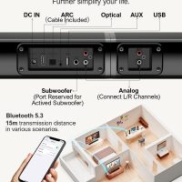ULTIMEA 2.2ch Sound Bar for TV, Peak Power 100W, 2-in-1 Detachable Bluetooth 5.3 Soundbar for TV, 3 EQ Modes, Bass Adjustable for TV Speakers, App, ARC/Optical/Aux/Wall Mount, Apollo S40 - Image 7