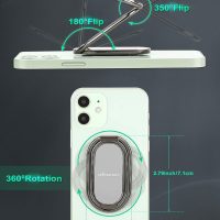 Phone Ring Holder Finger Kickstand 360°Rotation Cellphone Back Grip Foldable Cell Phone Stand for Desk Compatible with iPhone iPad Smartphones Tablets - Image 4