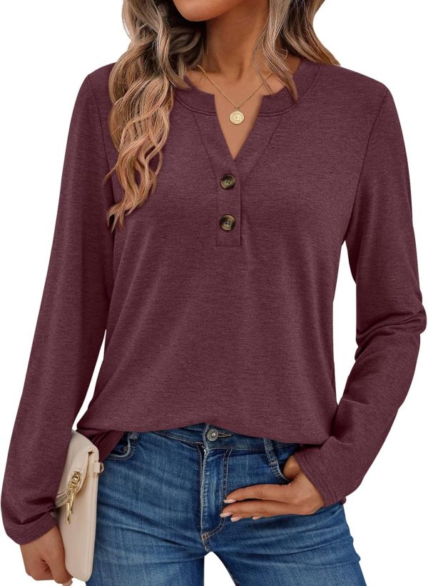 AUTOMET Women's Long Sleeve Shirts 2025 Fall Fashion Dressy Casual Tops Trendy Henley Blouses Cute Work Outfits Clothes