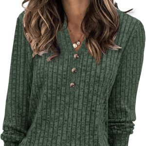 Sweaters for Women Fashion Long Sleeve Tops Pullover V Neck Casual Loose Sweatshirt