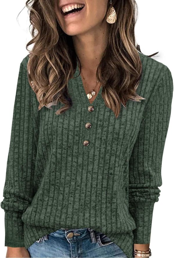 Sweaters for Women Fashion Long Sleeve Tops Pullover V Neck Casual Loose Sweatshirt