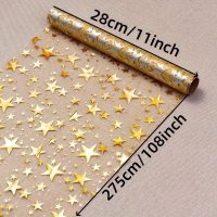 1Roll Gold Star Sequin Tablecloth - 11x108 Inches Polyester, Sparkling Design, Golden - Image 5