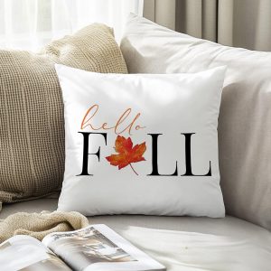 Fall Maple Leaf Pillow Covers 18x18, Fall Home Decor, Farmhouse Autumn Leaf Decorative Throw Pillow Covers for Bedroom Living Room Decoration