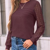 AUTOMET Long Sleeve Shirts for Women Dressy Casual Lace Tops 2025 Fall Outfits Business T-Shirts Work Blouses Clothes - Image 3
