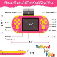 16 Bit Handheld Game for Kids, Video Game Player with Built in 230 HD Games, 3.0'' Screen Retro Electronic Machine with 3 Cartridges, Portable Rechargeable Games for Ages 3-12 (Rose Red) - Image 4