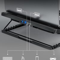 Kootek Laptop Cooling Pad, Laptop Cooler with 5 Quiet Fans for 12"-17" Computer PC Notebook Gaming Laptop Fan, Height Adjustable Laptop Cooling Stand Laptop Accessories, Blue - Image 6
