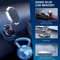 2 Pack Alloy Folding Magnetic Car Phone Holder,360° Rotation Magnetic Cell Phone Holder for Car [Super Strong Magnet] Bracket Magnetic Dashboard Phone Car Mount for All Smartphone (Silver+Black) - Image 5