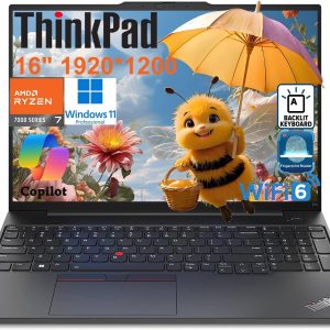 Lenovo ThinkPad E16 Gen 2 Business Laptop Computer, AMD 8-Core Ryzen 7 7735HS (Beat i7-1355U), 64GB DDR5 RAM, 1TB PCIe SSD, 16" FHD+, WiFi 6, Backlit KB, Fingerprint Reader, Windows 11 Pro, Vent-Hear
