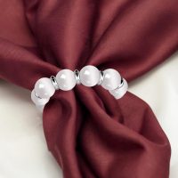 Napkin Rings,Stone Bead Elastic Napkin Holder for Table Decor,Weeding,Dinner,Set of 4 pcs（White） - Image 5