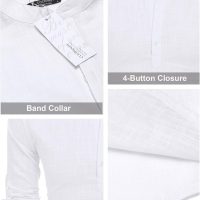 COOFANDY Men's Cotton Linen Henley T-Shirts Long Sleeve Hippie Casual Beach T-Shirts - Image 5
