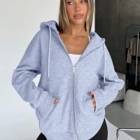 Trendy Queen Womens Zip Up Hoodies Oversized Sweatshirts Fall School Fashion Outfits Casual Jackets 2025 Winter Clothes - Image 3