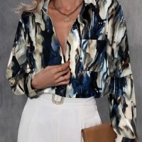 Zeagoo Womens Button Down Shirt Long Sleeve Blouse Business Work Tops Dressy Casual Floral Printed Outfits with Pocket - Image 2