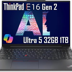 Lenovo ThinkPad E16 Gen 2 Business AI Laptop (16" FHD+ Anti-Glare, Intel Core Ultra 5 125U (> i7-1355U), 32GB DDR5 RAM, 1TB SSD) Fingerprint, Backlit, Thunderbolt 4, Ethernet, Win 11 Pro, 2025, Black