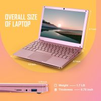 Laptop Computer, Windows 11 Laptop, 8GB+128GB, Intel Celeron Dual core Processors, 10" Laptops, Bluetooth WiFi Webcam HDMI, and Laptop Bag,Mouse, Mouse Pad, Headphone（Rose Gold） - Image 5