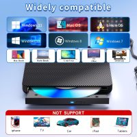 External Compatible Blu ray Drive Player Read/Write Compatible Bluray Burner Compatible USB 3.0 and Type-C DVD Burner Blu-ray/DVD/CD, BD Drive, Windows 7-11 & Mac, PC （Black） - Image 6