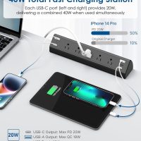 Jgstkcity Desk Clamp Power Strip USB C,40W Total Fast Charging Station,4 PD 20W USB C Ports,Desk Edge Mount Surge Protector,5 Outlets,Fit 1.96" Tabletop Edge,ETL Listed - Image 2