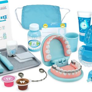 Melissa & Doug Super Smile Dentist Kit with Pretend Play Set of Teeth and Dental Accessories (25 Toy Pieces) Pretend Dentist Play Set, for Kids Ages 3+