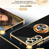 LeYi for Galaxy A16-5G Phone Case: 2 Pack Tempered Glass Screen Protector and 360° Rotatable Ring Holder Magnetic Kickstand, Plating Rose Gold Edge para Samsung A 16 5G, Black - Image 5