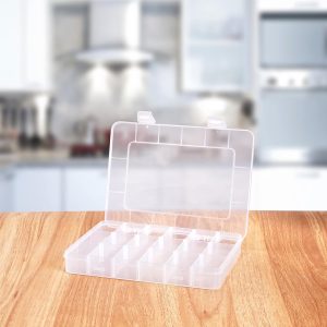 (18 Grids) Plastic Organizer Box with Dividers, Clear Container Storage for Crafts, Jewelry
