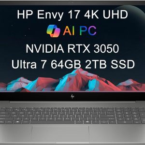 HP Envy 17 AI PC Laptop (17.3" 4K UHD (3840 x 2160), NVIDIA RTX 3050, Intel Core Ultra 7 155U (> i9-12900H), 64GB DDR5, 2TB SSD) for Business, Creator, Designer, IR Webcam, Wi-Fi 7, Win 11 Pro, 2025