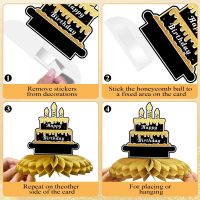 58th Birthday Decorations Set, 1967 Table Toppers for Women Men Birthday Party Supplies, Happy 58 Year Old Table Decoration for Mother and Dad, 9Pcs Black & Gold Honeycomb Centerpieces - Image 5