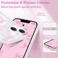 UEEBAI Magnetic for iPhone 14 & iPhone 13 Case, Bow Case Compatible with MagSafe, Wireless Slim Clear Ribbon Phone Cover Anti-Yellowing Shockproof Protective Cover for Women Girl - Pink - Image 4