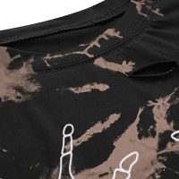 Avanova Women Skull Finger Graphic Distressed Tee Shirt Ripped Short Sleeve Crop Tops - Image 3