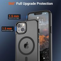 SUPFINE Magnetic for iPhone 14 Case & iPhone 13 Case (Compatible with MagSafe)(Military Grade Drop Protection) Translucent Matte Shockproof Phone Cover,Black - Image 4