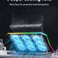 KeiBn Upgraded Gaming Laptop Cooler Pad with 9 Quiet RGB Fans, Cooling Pad for 15.6-17.3 Inch Laptops with 7 Height Stands, 2 USB Ports, Phone Stand-Blue - Image 2