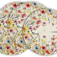 Daisy Lavender Floral Leaves Spring Round Placemats Set of 4,14 Inch Seasonal Spring Table Mats for Party Kitchen Dining Decoration - Image 6